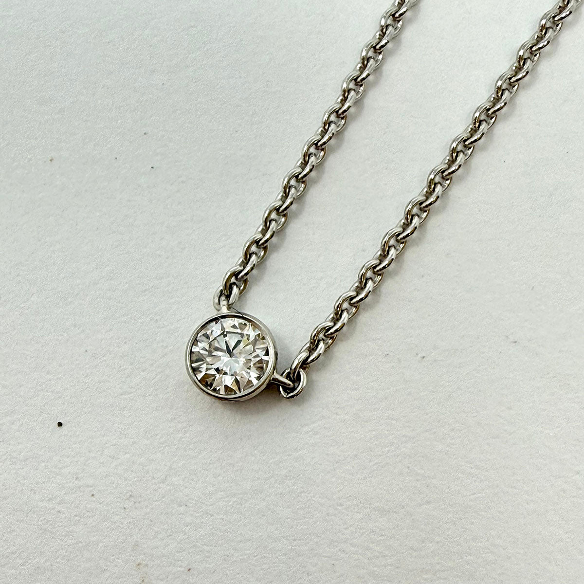 18K White Gold Bezel Set Diamond by the Yard Necklace