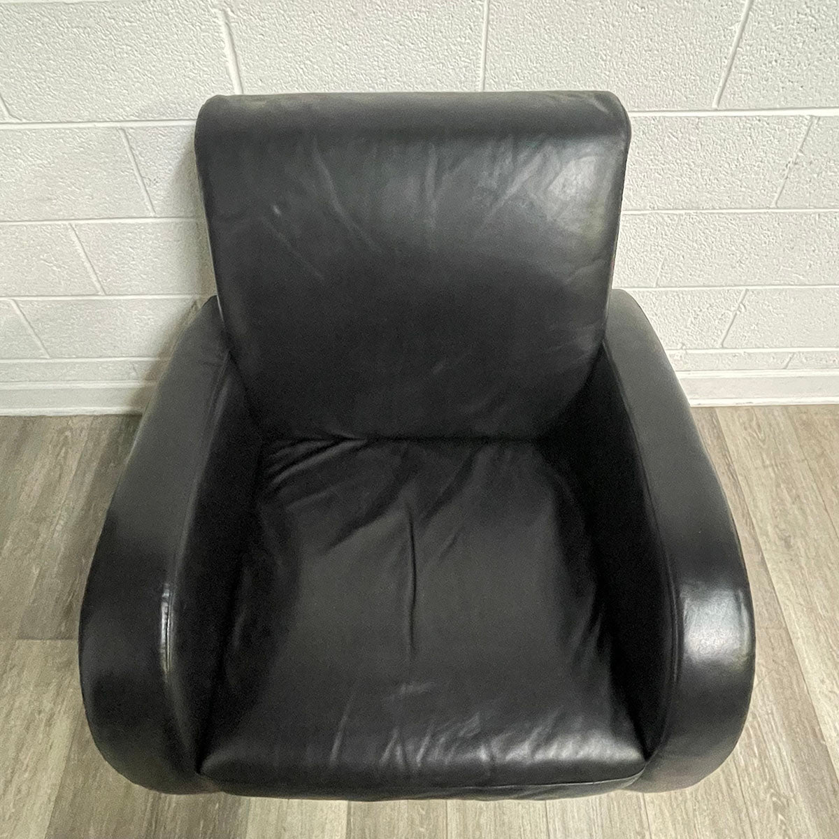 Black Leather Chair & Ottoman
