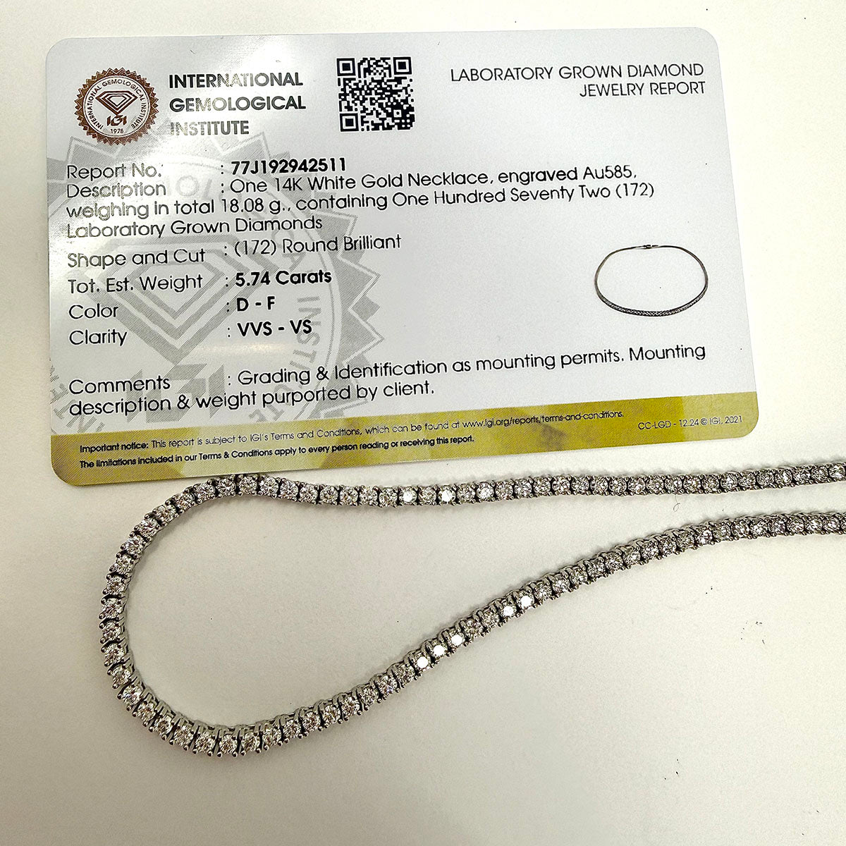 Choe Lab Grown Diamond Tennis Necklace