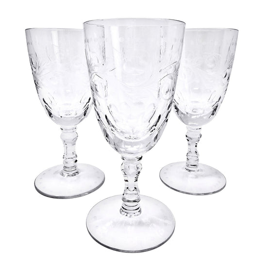 Set of 8 Hand Etched Crystal Stemware