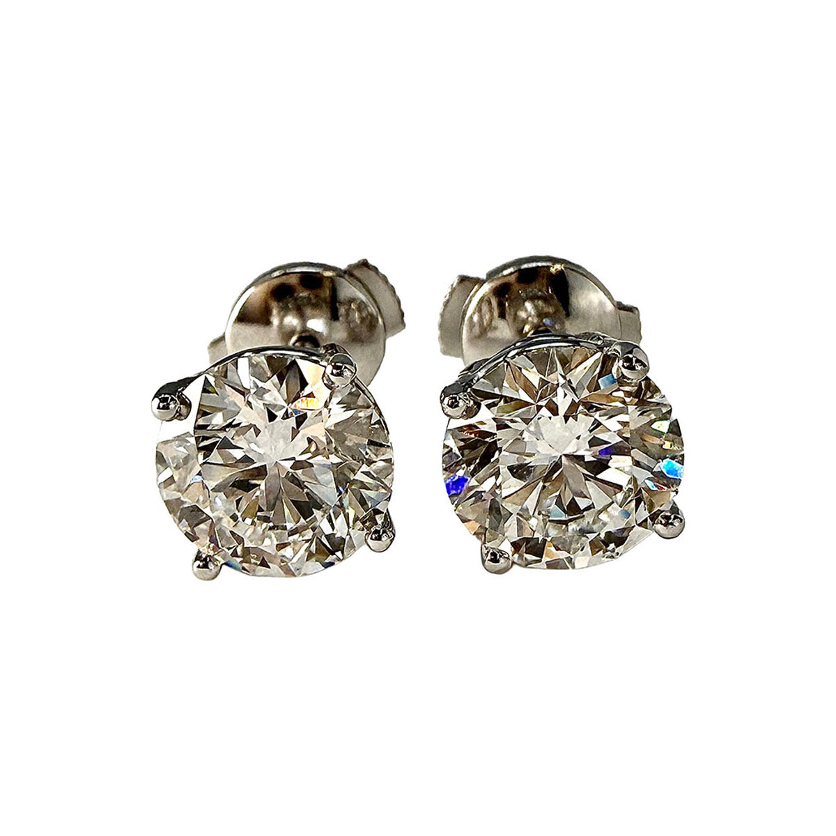 14K White Gold Lab Grown 3.19ct Diamond Stud Earrings