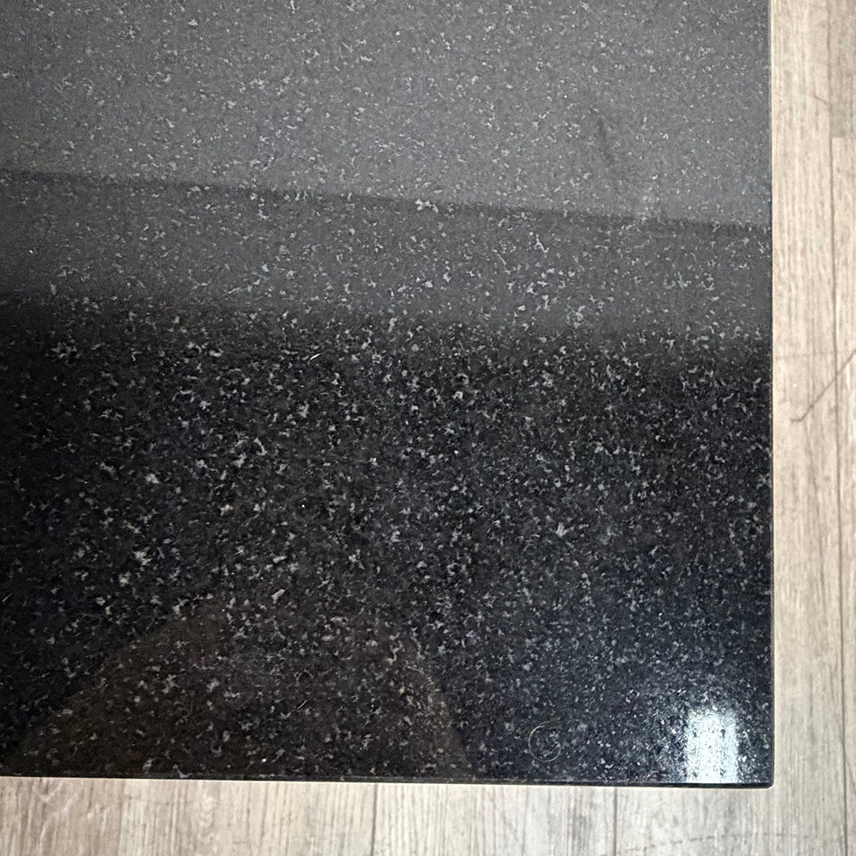 Square Black Stone-Top Coffee Table with Wood Base