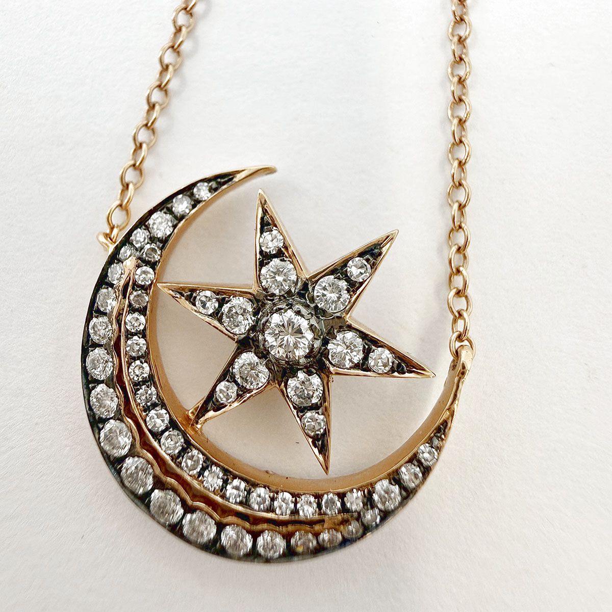 Shay 18K Cresent, Moon and Star Pendant Necklace