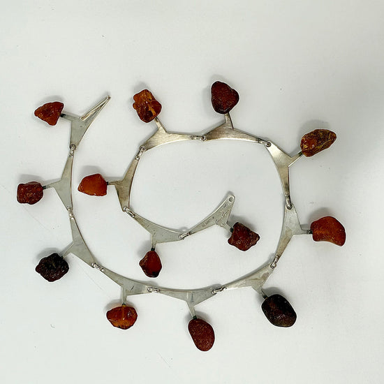 Georg Jensen Sterling and Amber Necklace