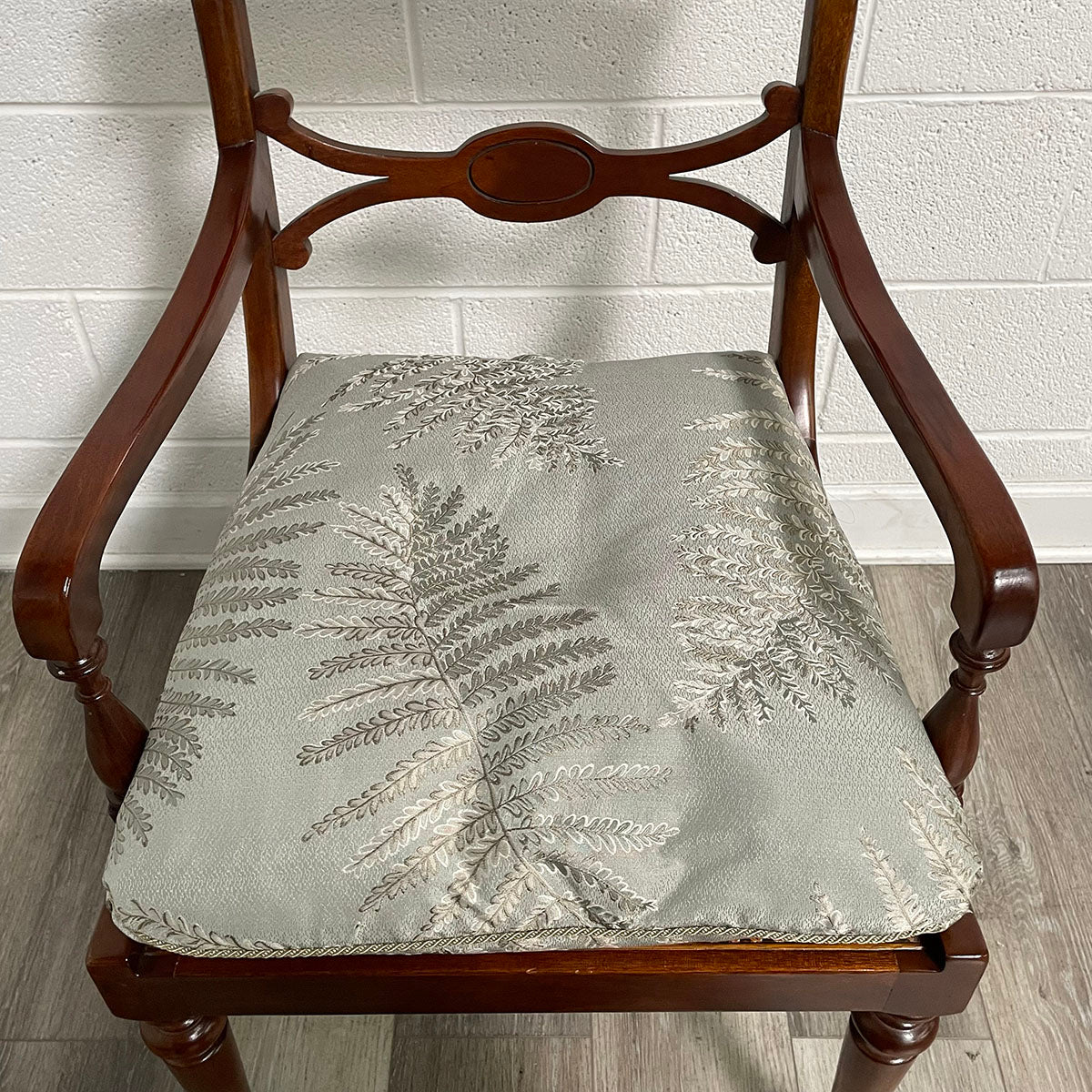 Pair Of Wood Arm Chairs With Cushion