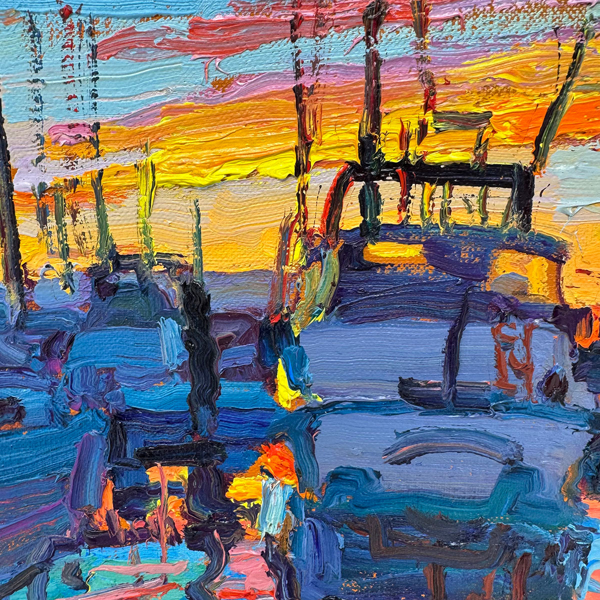 "San Francisco Harbor" Painting Signed