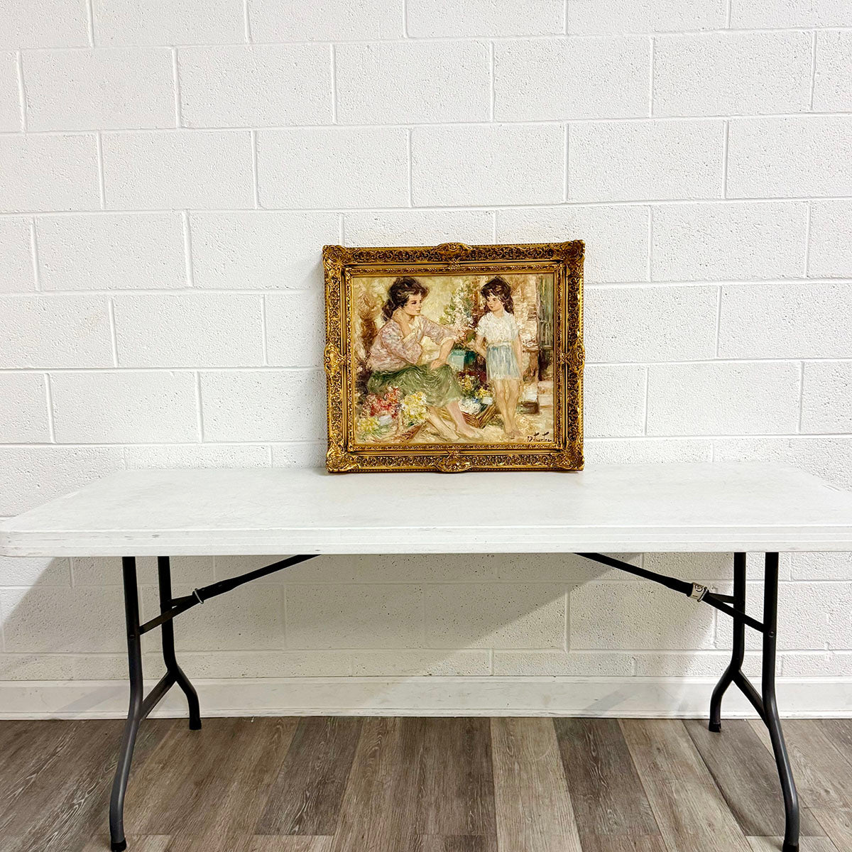 "Mother and Daughter in a Landcape", Signed