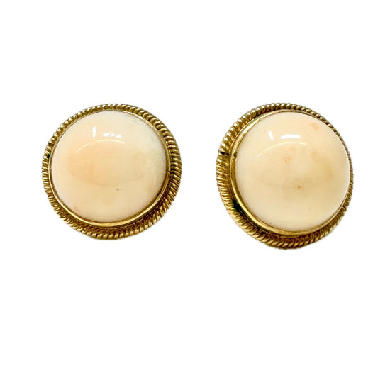 Blush Coral Bead Earrings in 14K Gold Setting