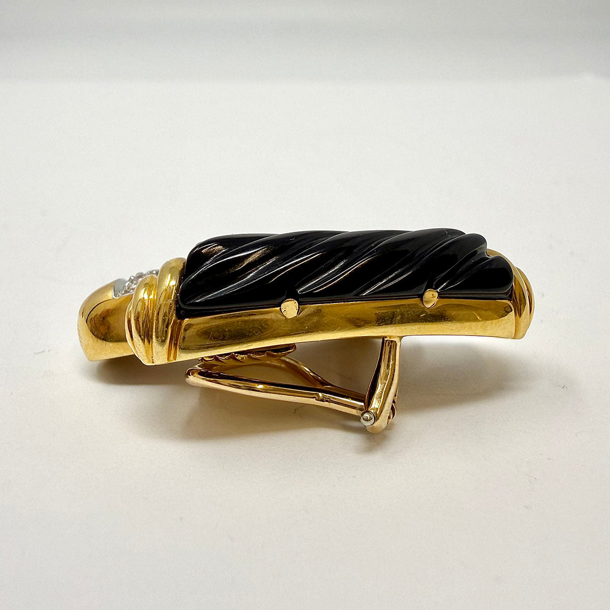 Montreaux 18K Gold and Platinum Onyx and Diamond Earrings