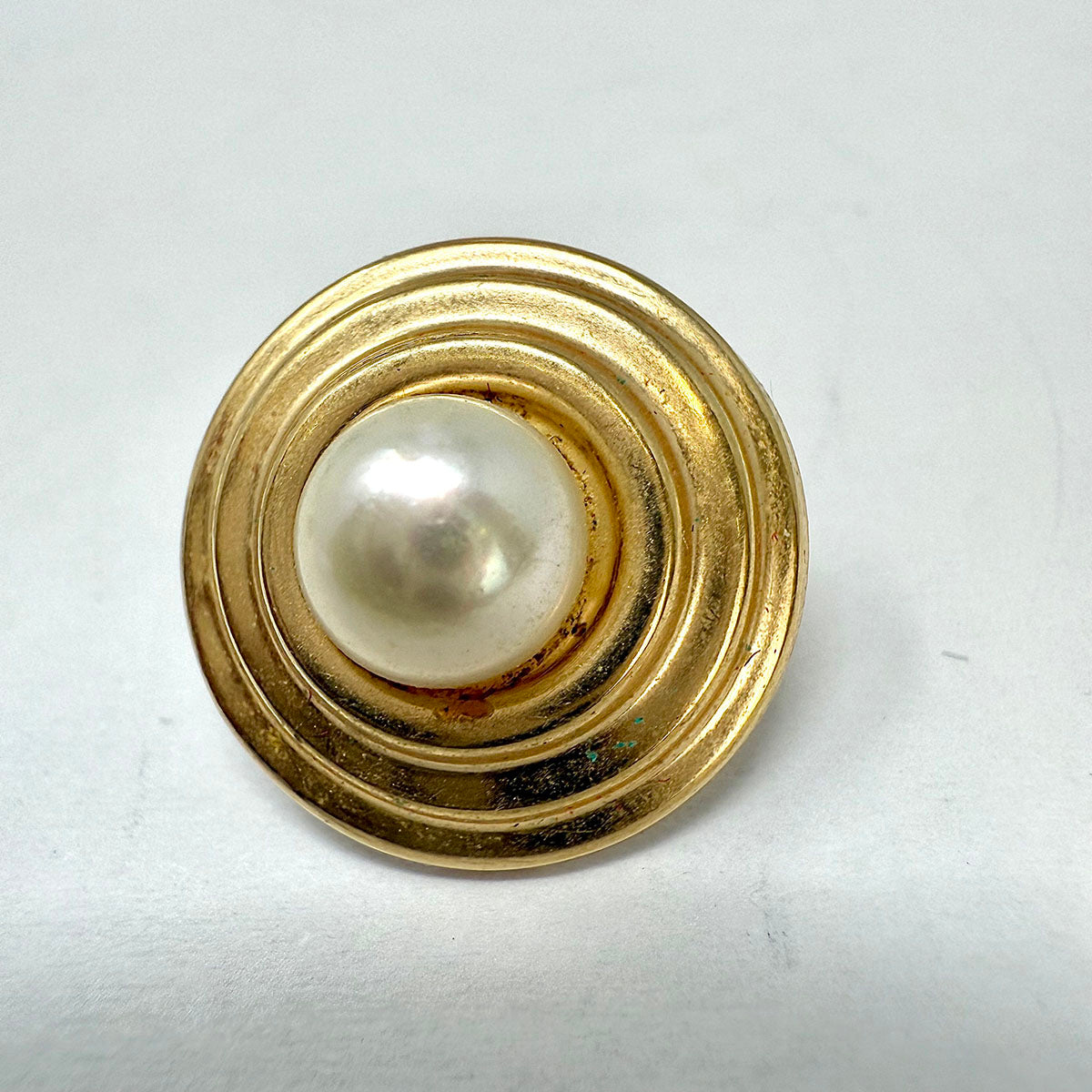 Pearl Stud Earrings with 14K Matte Gold Rim