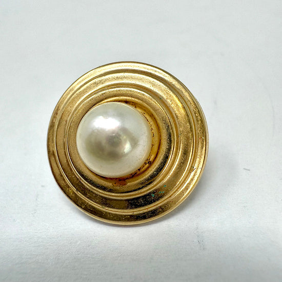 Pearl Stud Earrings with 14K Matte Gold Rim