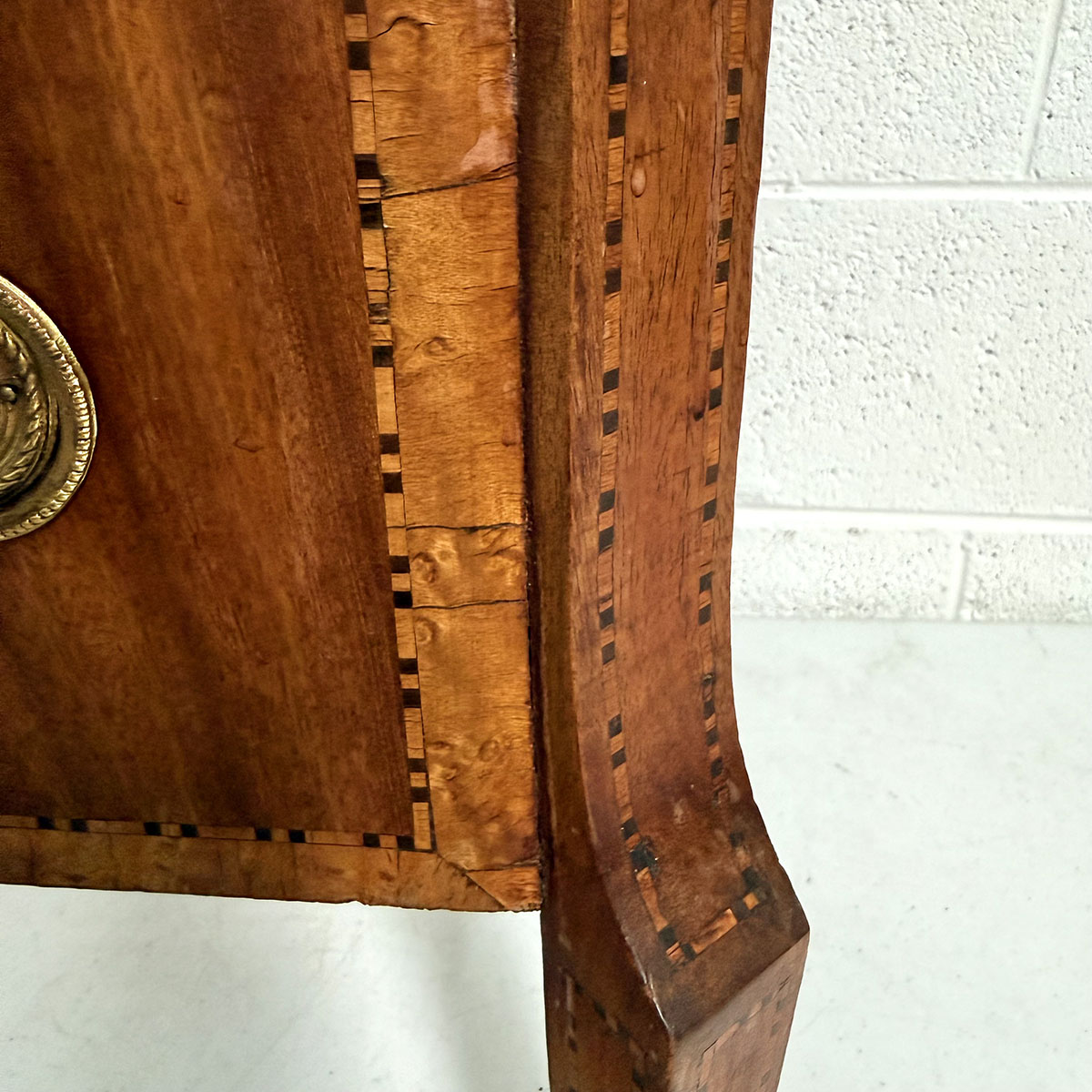 Inlaid Wood Jardiniere with Metal Accents