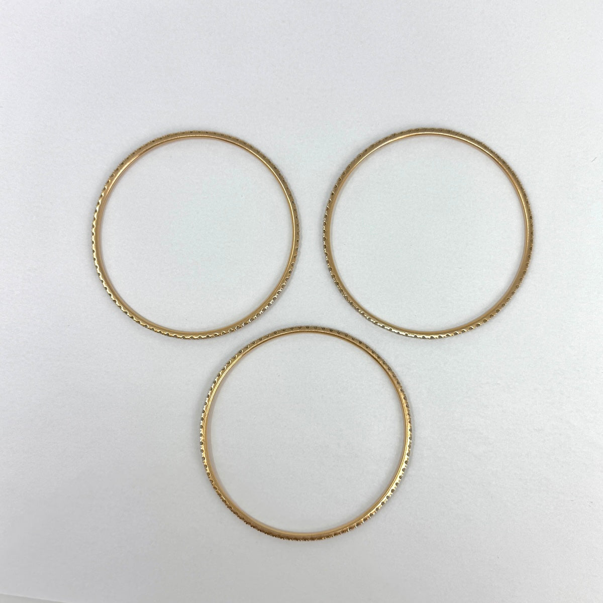 Set of Three 18K Rose Gold Bangle Bracelet with Diamonds