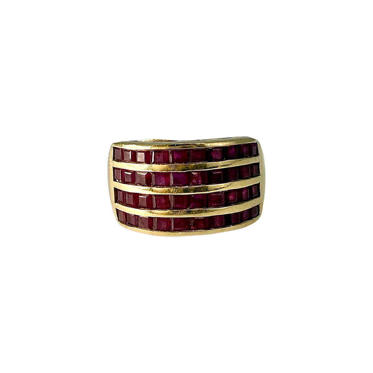 10K Gold Ring with 4 Rows of Rubies