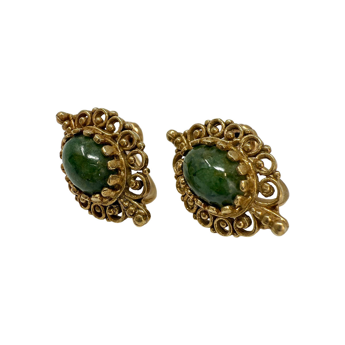 14K Gold Earrings with Jade