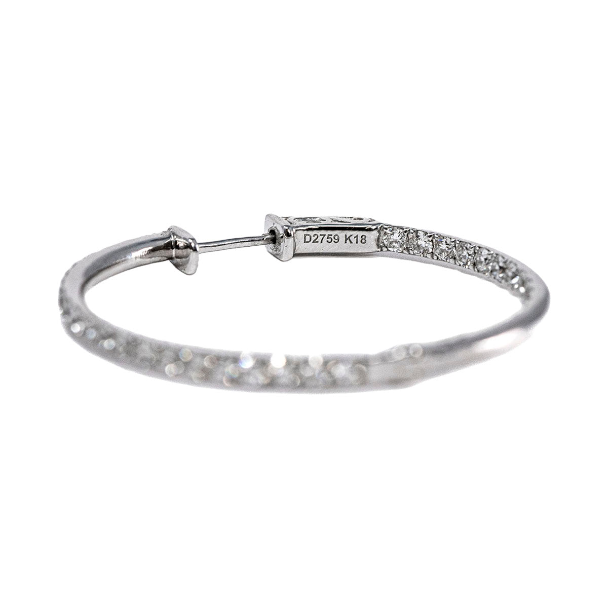 14K White Gold Diamond Inside Out Hoop Earrings