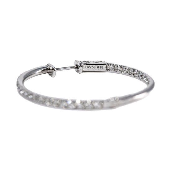 14K White Gold Diamond Inside Out Hoop Earrings