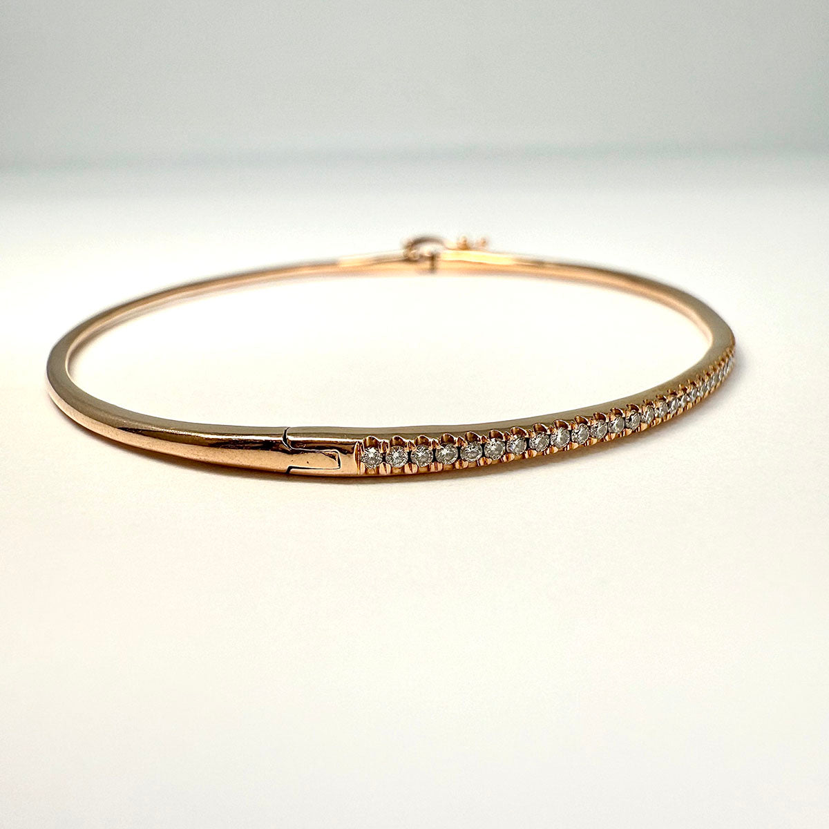 Bony Levy 18K Gold Skinny Stackable Hinged Bracelet with Diamonds