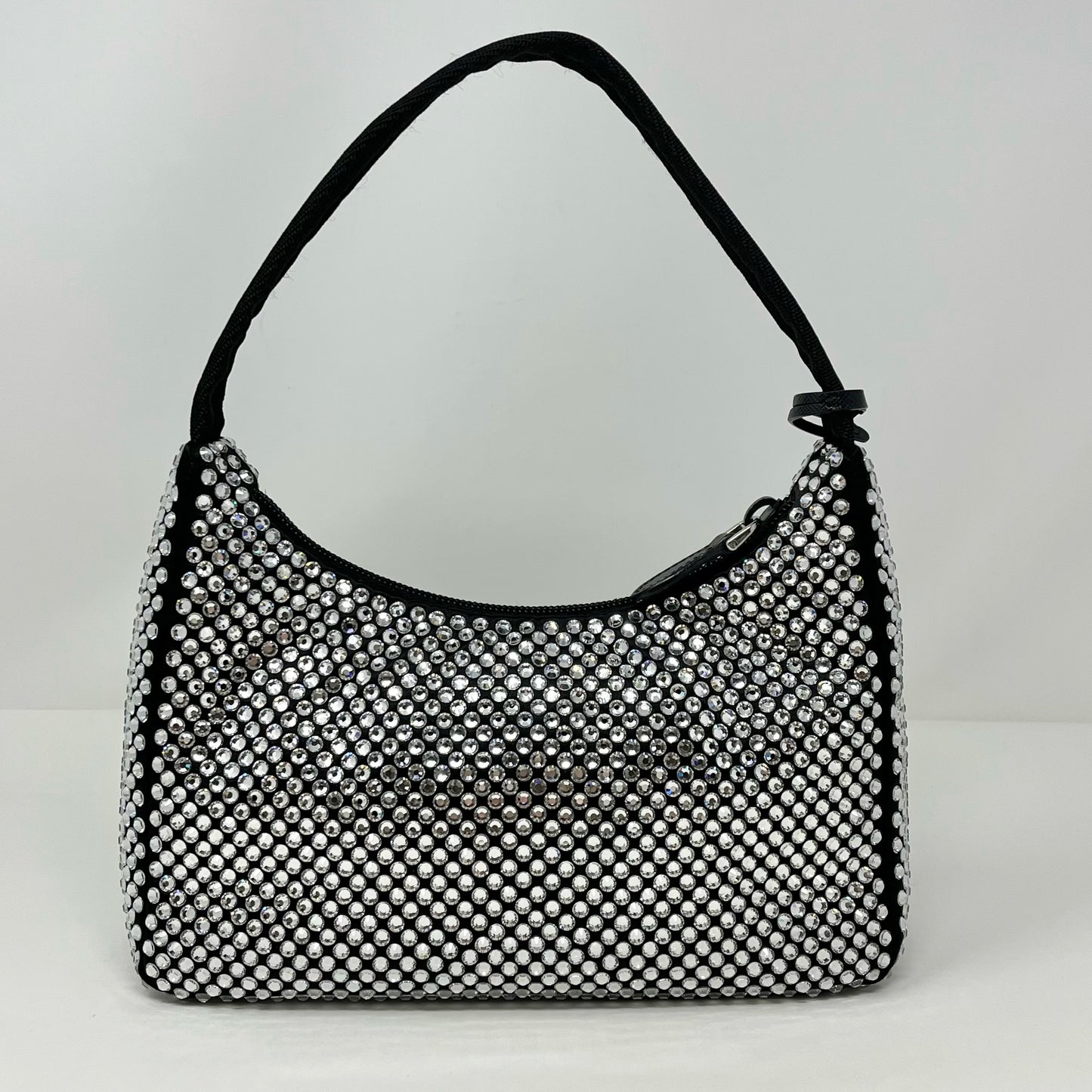Prada Re-Edition Black and Crystal Accent Hobo