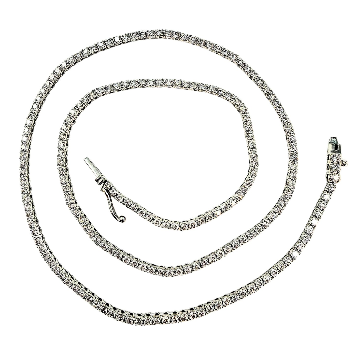14K White Gold 4.25 ct.  Lab Grown Diamond Tennis Necklace
