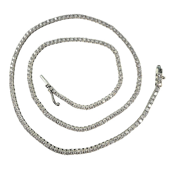 14K White Gold 4.25 ct.  Lab Grown Diamond Tennis Necklace