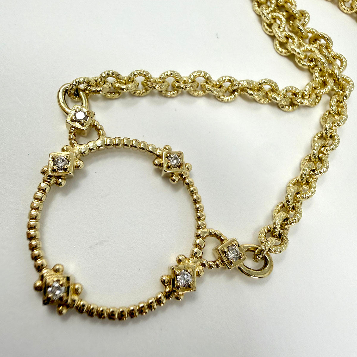 Judith Ripka 14K Gold Necklace with Circular Pendant with Diamonds