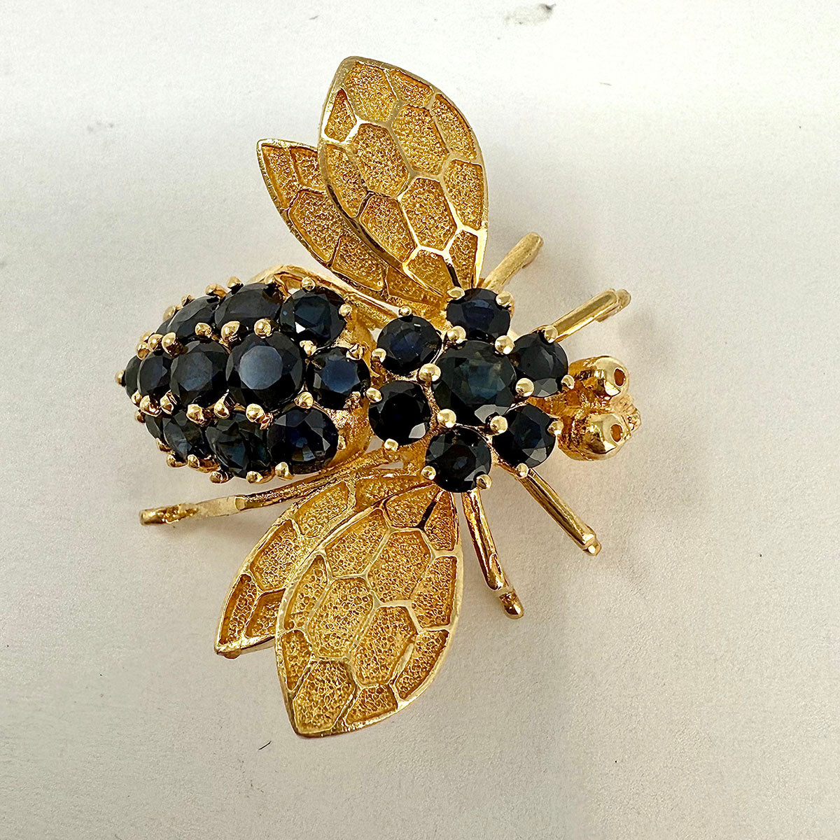 14K Gold Bee Pin  with Sapphire