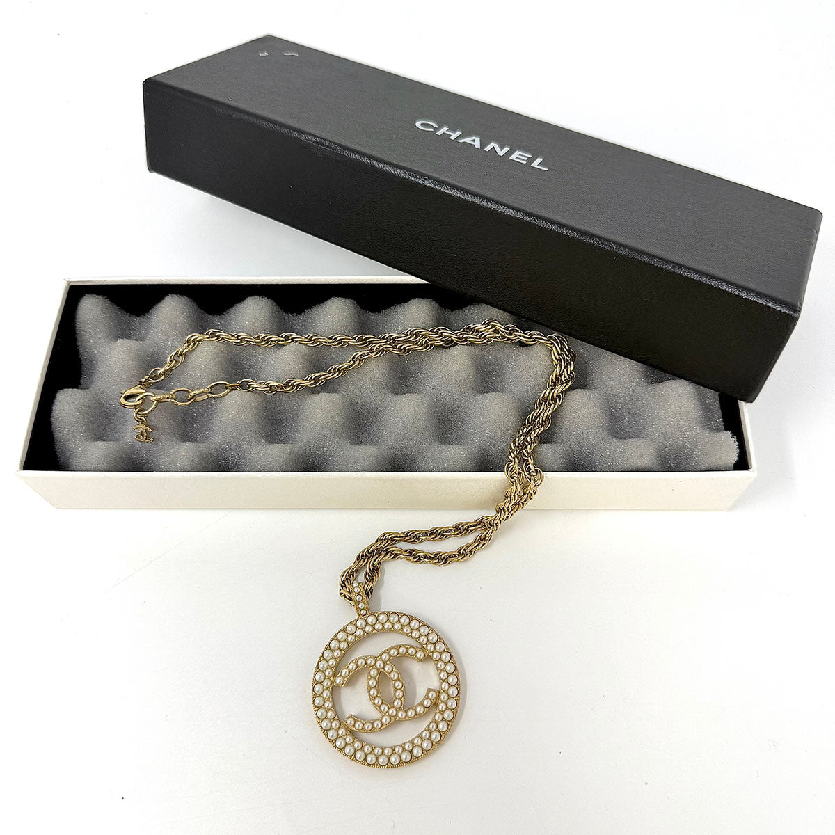 Chanel Faux Pearl CC Pendant Necklace