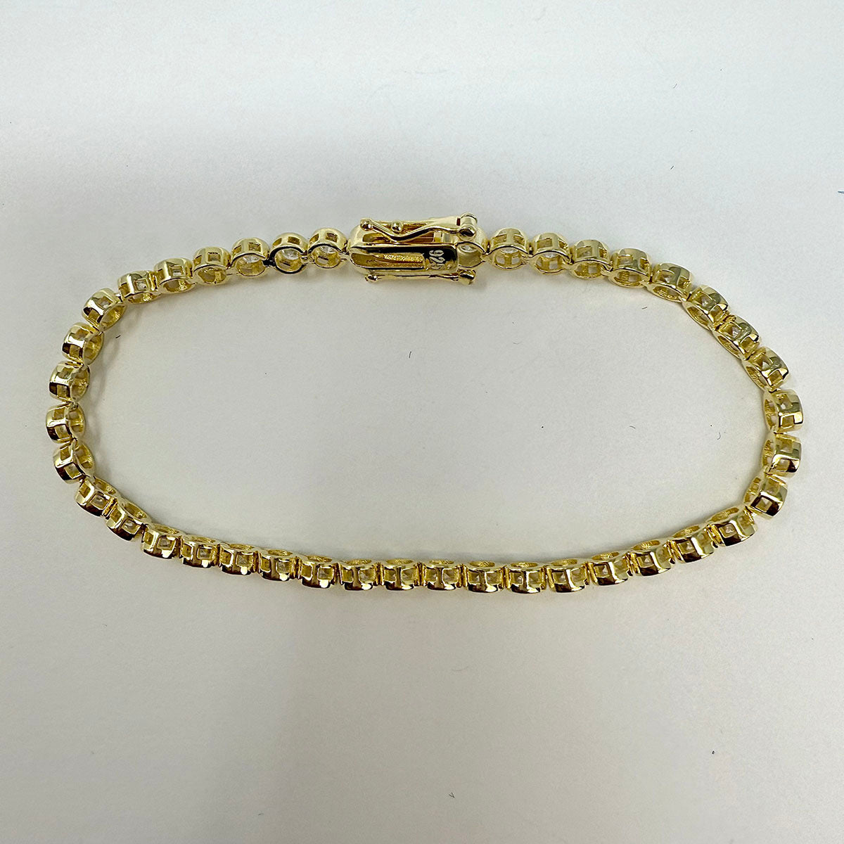 7" Bezel Set Round CZ Gold-plated Tennis Bracelet