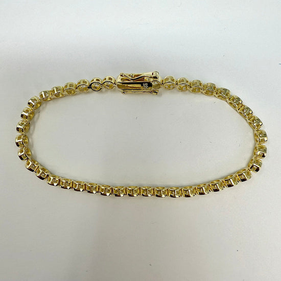 7" Bezel Set Round CZ Gold-plated Tennis Bracelet