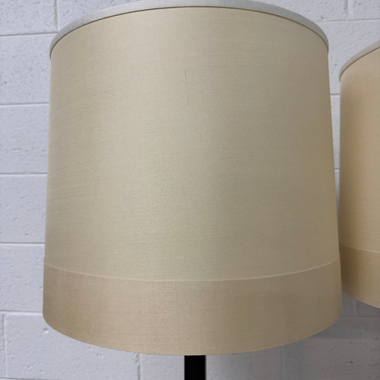 Pair of Adjustable Height Wood/Metal Floor Lamps