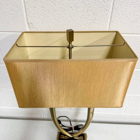 Art Deco Brass Table Lamp With Rectangular Shade