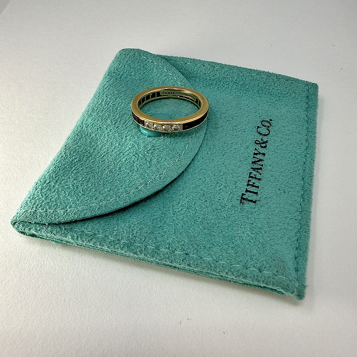 Tiffany & Co. Gold Ring with 15 Rubies and 12 Diamonds