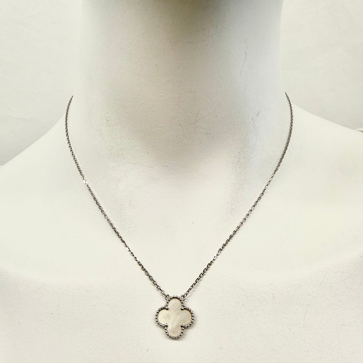 Van Cleef & Arpels 18K White Gold  Alhambra 16.5" Pendant Necklace