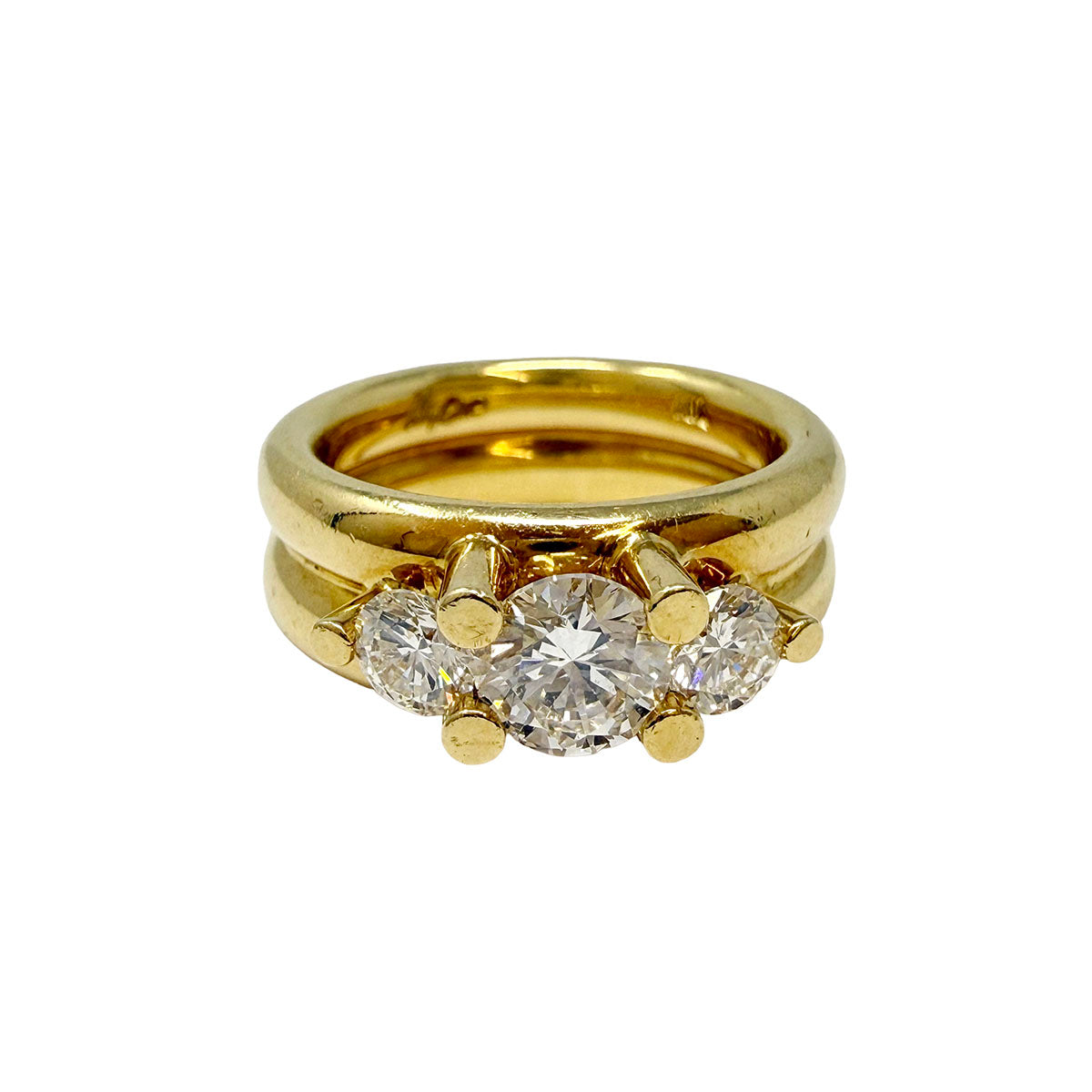 Whitney Boin Studio 18K Gold 3 Stone Diamond Ring