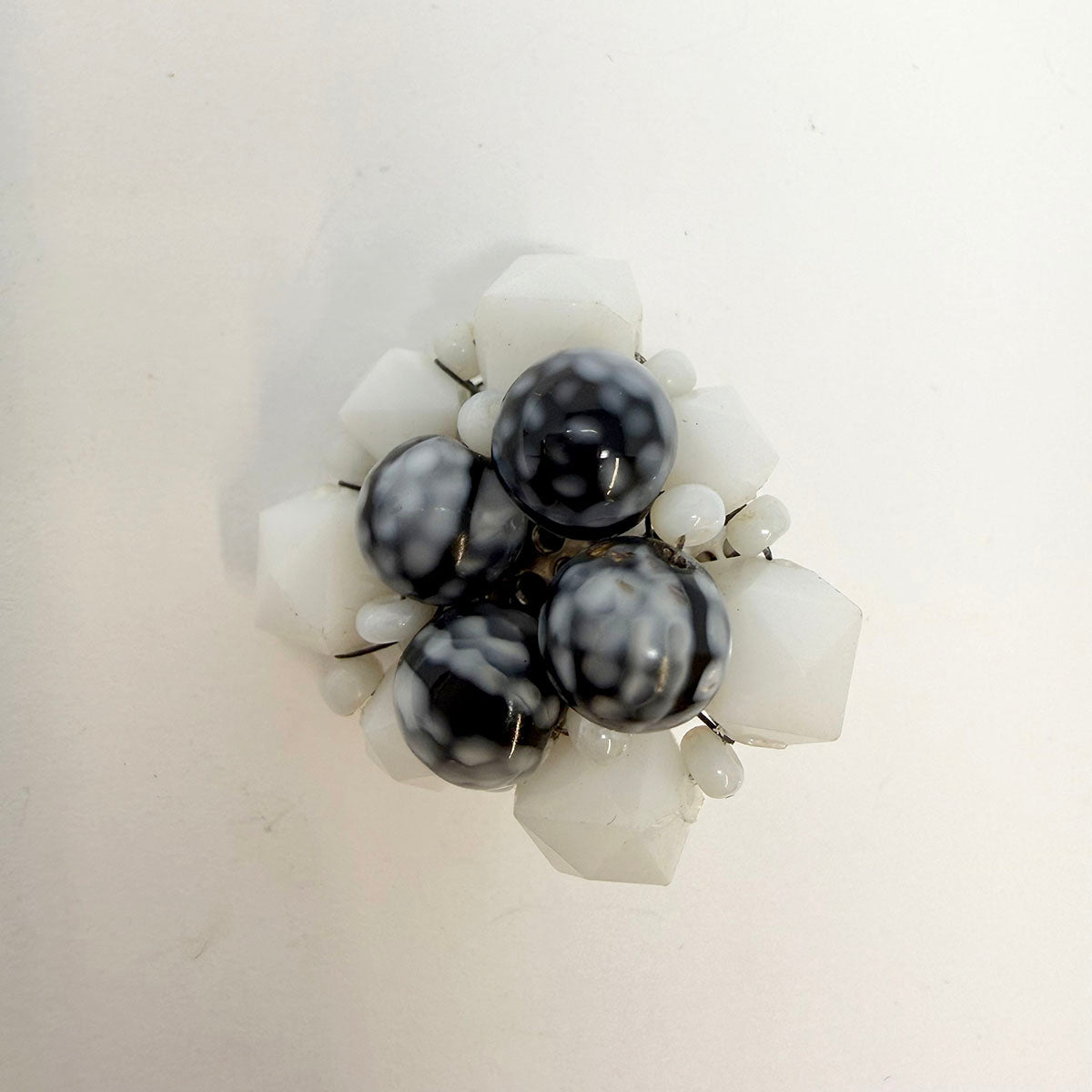 Schiaparelli White and Black Stone Clip-on Earrings
