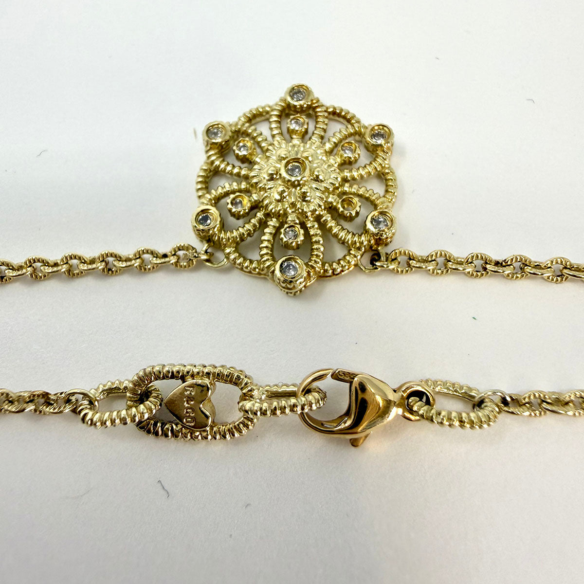 Judith Ripka 14K Gold Necklace with Filigree Floral Pendant