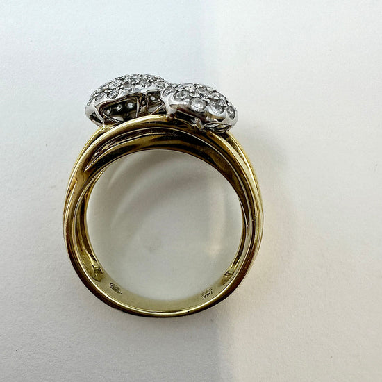 14K Gold Ring with 2 Diamond Domes