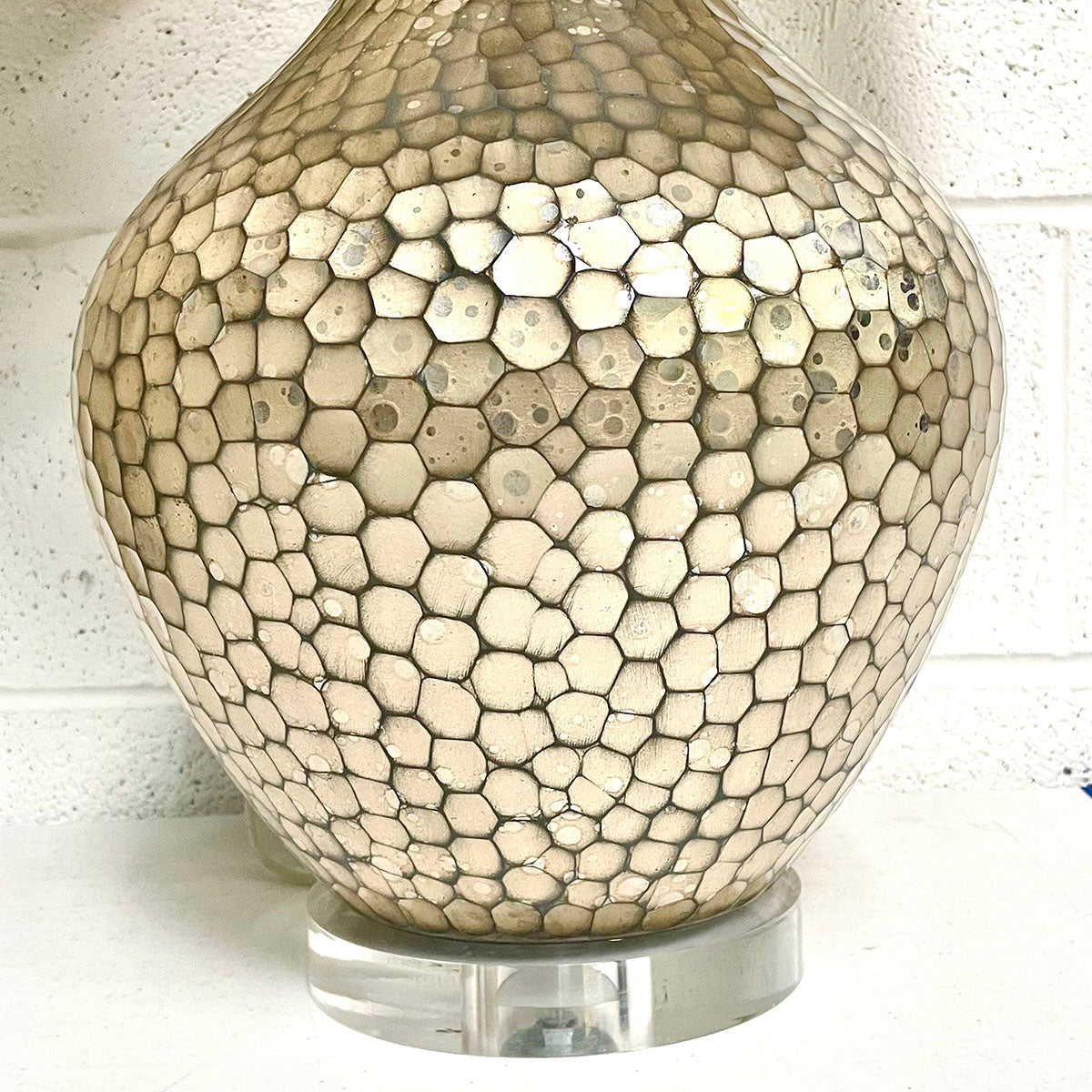 Pair of Dappled Texture Metal Lamps with Acrylic Base