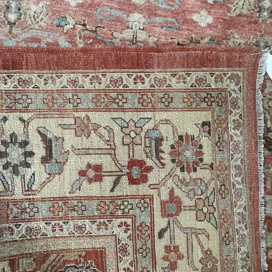 Vintage Area Rug with Geometric Design Some Fading