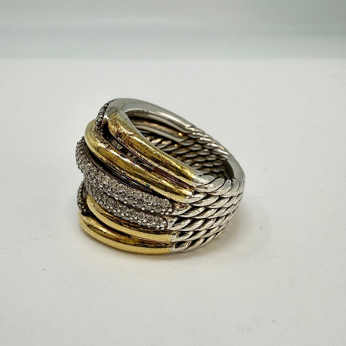 David Yurman Diamond Labyrinth Triple Loop Ring