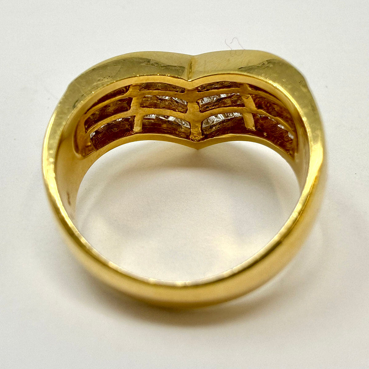 18K Gold Ring  with 42 Square Cut Diamonds