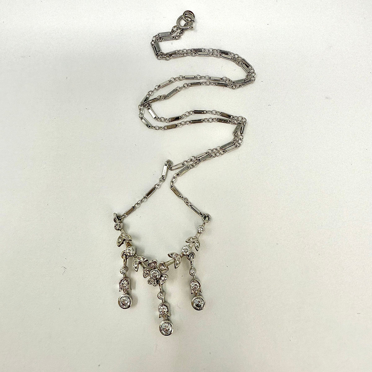 K. Goldschmidt 14K White Gold Necklace with 27 Diamonds