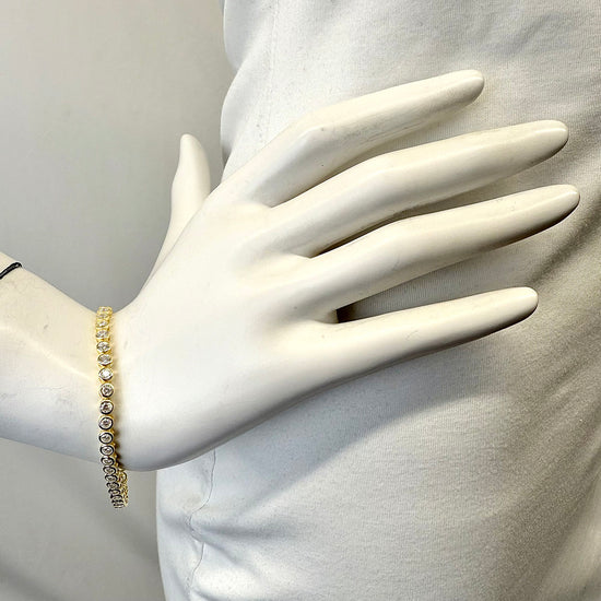 7" Bezel Set Round CZ Gold-plated Tennis Bracelet