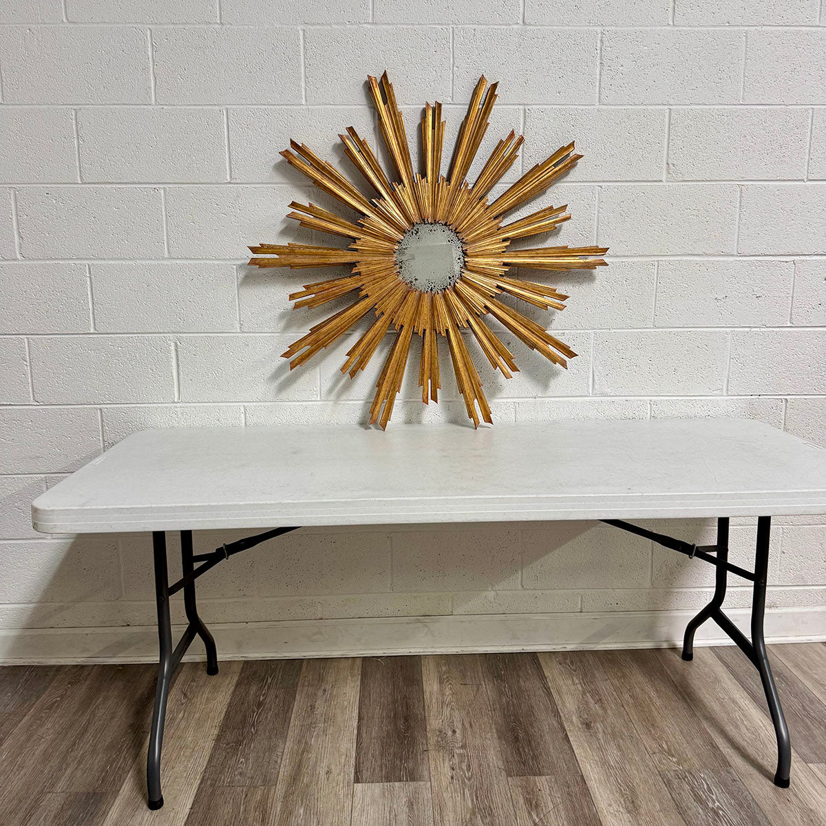 Mid Century Modern Gold Sunburst Wall Mirror
