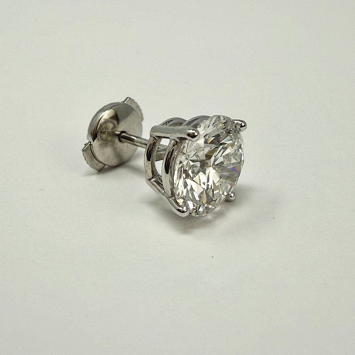 14K White Gold Lab Grown 4.07ct Diamond Stud Earrings