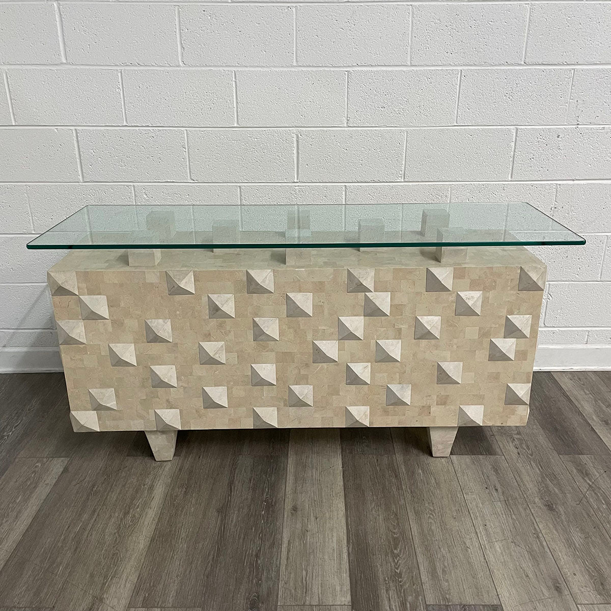 Glass Top Console with Sculptural base
