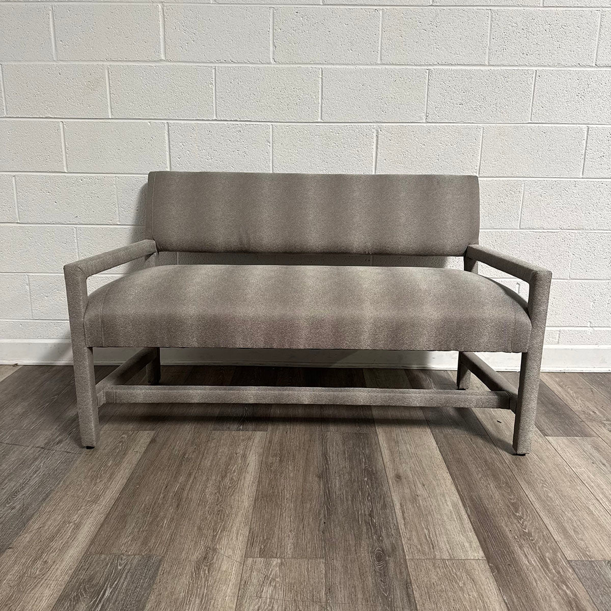 Upholstered Gray Loveseat  Bench