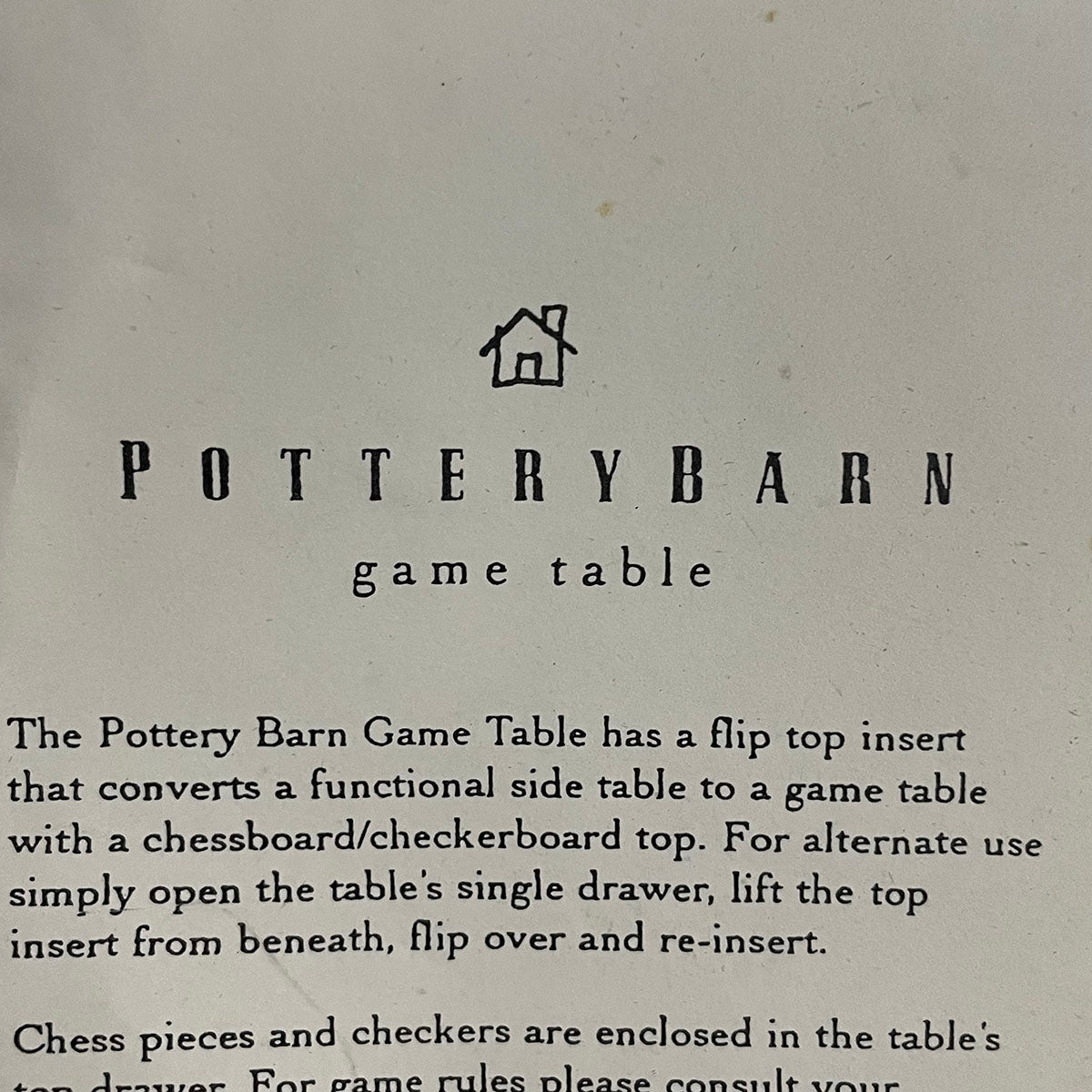 Pottery Barn Game Side Table