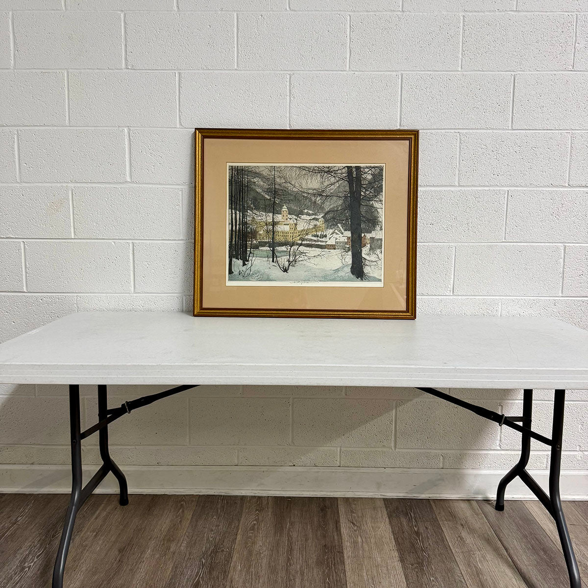Framed Etching / Aquatint  "Lilienfield Monastery in Snow"